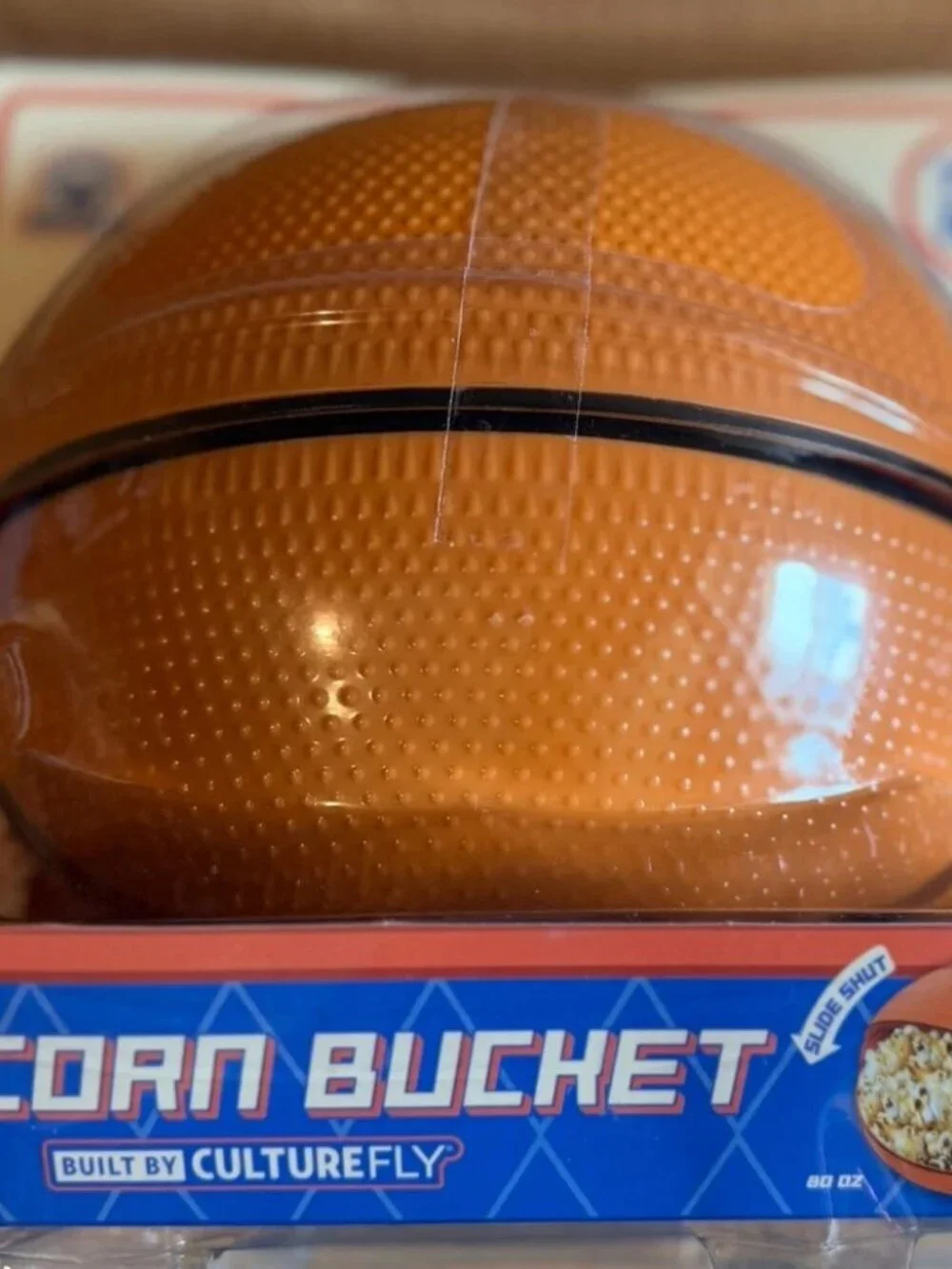 NEW Culturefly Basketball Popcorn Bucket Slide Lid Snack Bowl